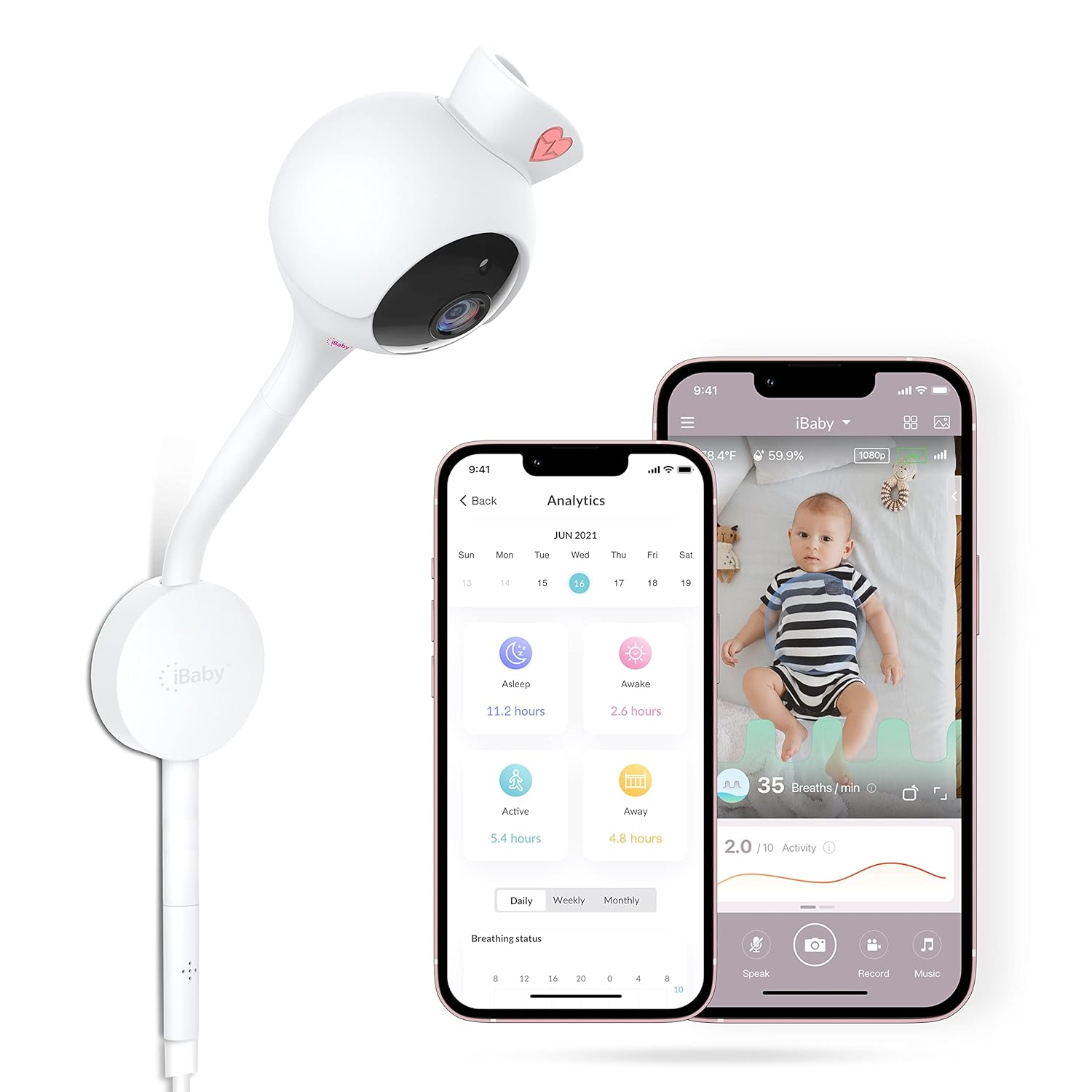 230816033231376_1 iBaby Smart Baby Breathing Monitor - with Camera and Audio, Tracking Baby's Breathing, Sleeping, Movement. i2 Wi-Fi Video Baby Monitor, Contactless, Work with Smartphone. - Image 1